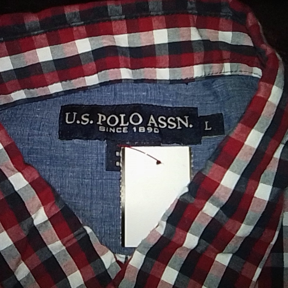 U.S. Polo Assn. red white and blue Long sleeve flannel large